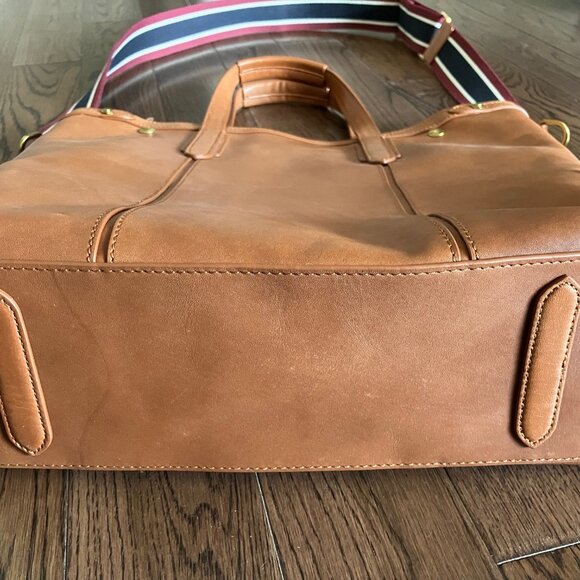 J Crew Oar Stripe Leather Tote - LIKE NEW !!! - Picture 3 of 5
